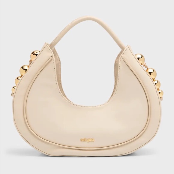 cult gaia Handbags - Cult Gaia Zabelle Top Handle Beaded leather shoulder Bag Half Moon Crescent NWT